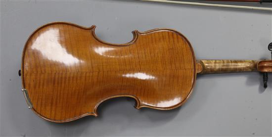 A violin with two-piece back 22.5in.